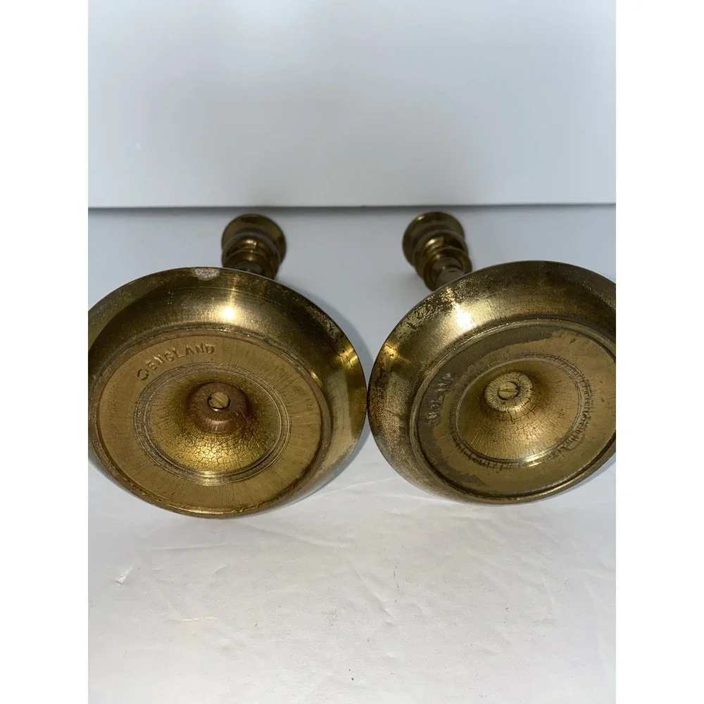 Vintage Made in England Brass Patina Candlestick‎ 6.5